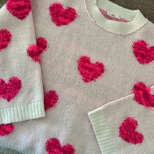 Pink Heart Patterned Sweater